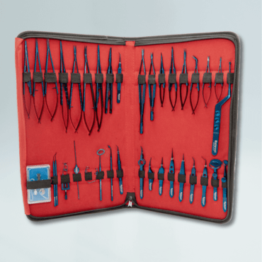 VETERINARY OPHTHALMOLOGY INSTRUMENT KIT 15 PIECES ACABADO SILVER | BLACK | BLUE 2